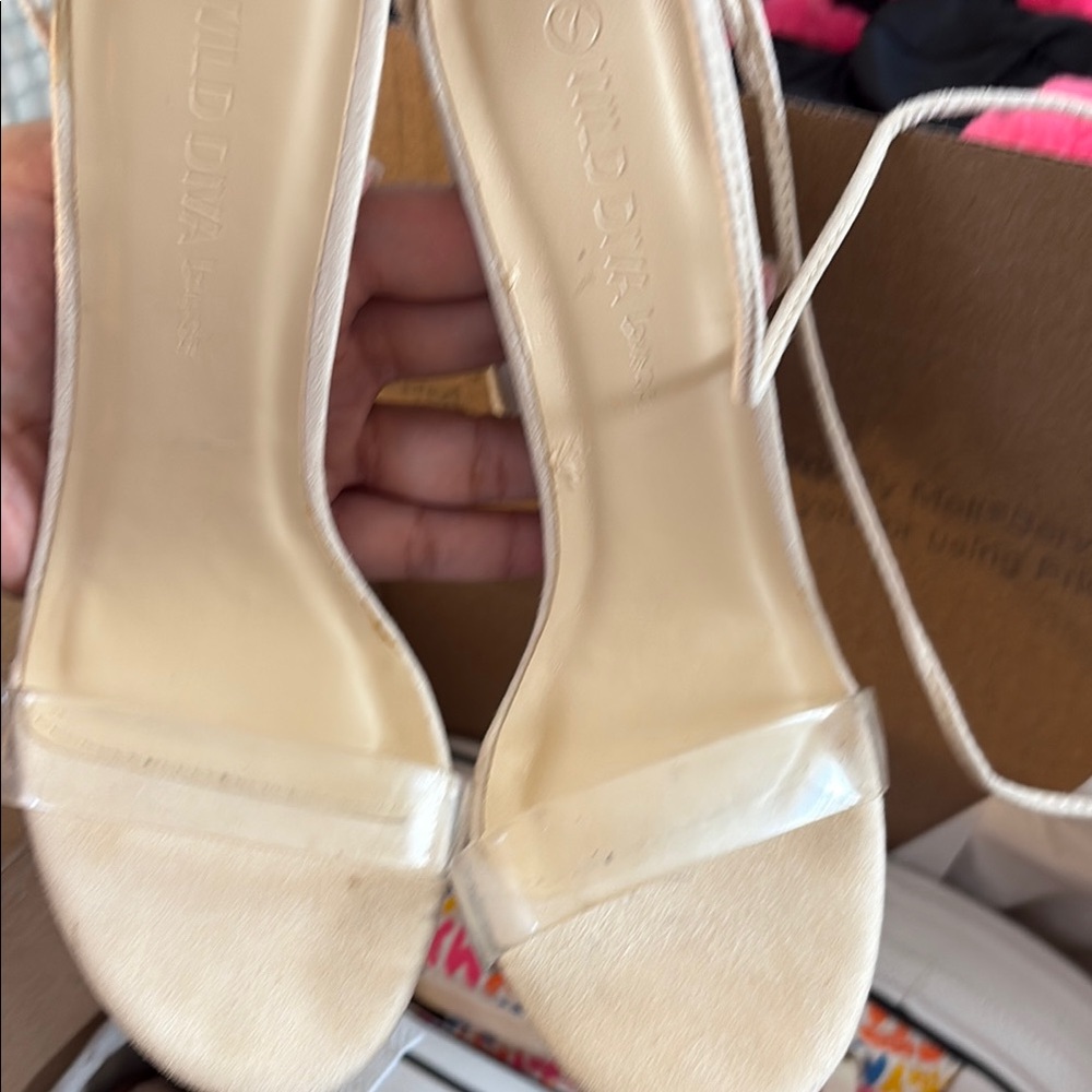 Wild Diva Cream Strappy Heels